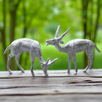 Set of 2 White Metal Deer Figurines – Handcrafted Decorative Animal Showpieces, Elegant Home & Office Decor