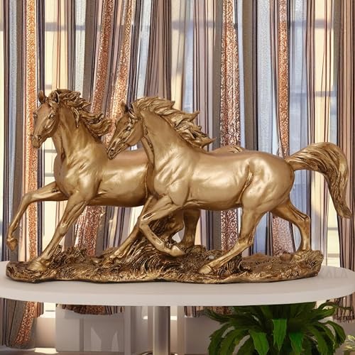 Galloping Horses Statue Showpiece for Living Room, Home Decor, Symbol of Success Tabletop Figurine for Weddings