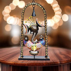 Ganesh Tea Light Candle Diya with Ringing Bell Decorative Metal Statue Showpiece for Living Room Home Decor, Tabletop