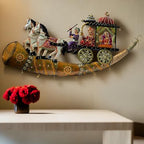 Traditional Indian Wall Decor – Iron Chariot with Horses & Royal Figures