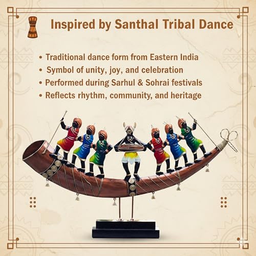 Handcrafted Santhal Tribal Dancer Metal Showpiece | Ethnic Indian Folk Art Home Decor | Decorative Table & Wall Hanging