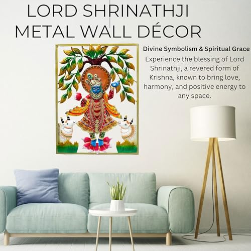Lord Shrinathji Iron Metal Wall Décor (24x18in)