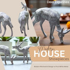 Set of 2 White Metal Deer Figurines – Handcrafted Decorative Animal Showpieces, Elegant Home & Office Decor