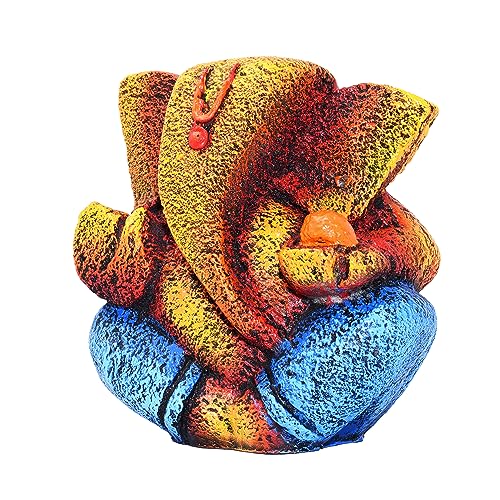 Ganesha Idol Shree Gajanand Ganpati Murti 6 inch Vinayak Poly Fibre Resin Statue for Home Temple, Living Room Decor