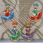 Rajasthani Moustache Musicians – Hand-Painted Decorative Showpiece Set of 4 Musical Statues