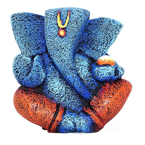 Ganesha Idol Shree Gajanand Ganpati Murti 6 inch Vinayak Poly Fibre Resin Statue for Home Temple, Living Room Decor