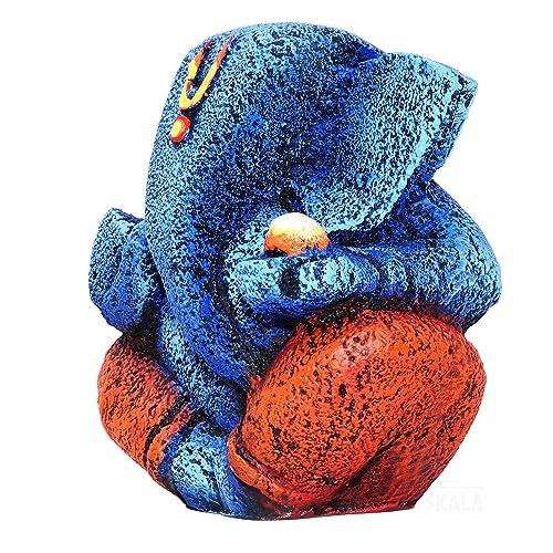 Ganesha Idol Shree Gajanand Ganpati Murti 6 inch Vinayak Poly Fibre Resin Statue for Home Temple, Living Room Decor