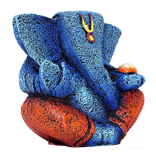 Ganesha Idol Shree Gajanand Ganpati Murti 6 inch Vinayak Poly Fibre Resin Statue for Home Temple, Living Room Decor