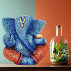 Ganesha Idol Shree Gajanand Ganpati Murti 6 inch Vinayak Poly Fibre Resin Statue for Home Temple, Living Room Decor