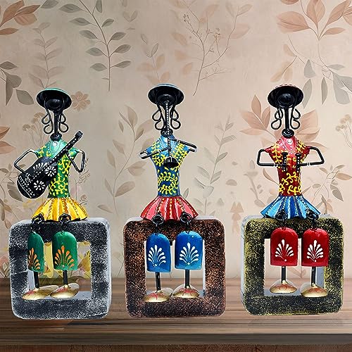 Musician Dolls Wall Hanging Metal Showpieces Handmade Iron Home Decor Tabletop Statues for Living Room