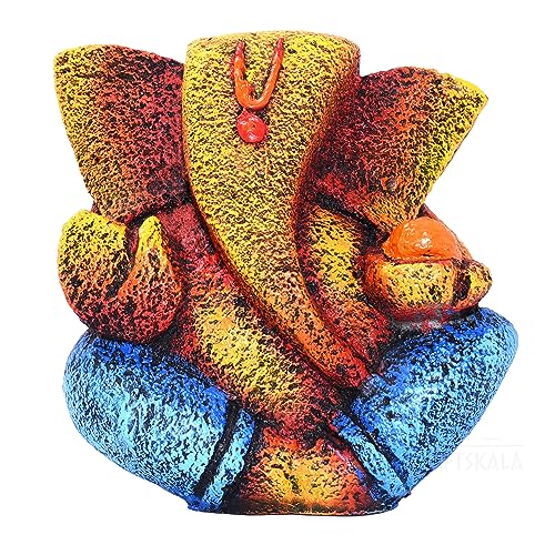 Ganesha Idol Shree Gajanand Ganpati Murti 6 inch Vinayak Poly Fibre Resin Statue for Home Temple, Living Room Decor