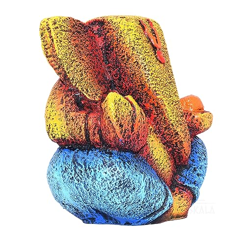 Ganesha Idol Shree Gajanand Ganpati Murti 6 inch Vinayak Poly Fibre Resin Statue for Home Temple, Living Room Decor