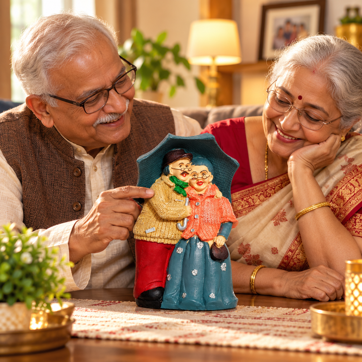 Dada Dadi Statue Showpiece – Hand-Painted Lovely Detailed Couple Figurine for Home Decor & Gifts (Dada Dadi 2)
