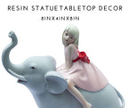 Adorable 8" Elephant & Girl Statue – Resin Tabletop Home Decor for Living Room, Showroom – Gift for Anniversary
