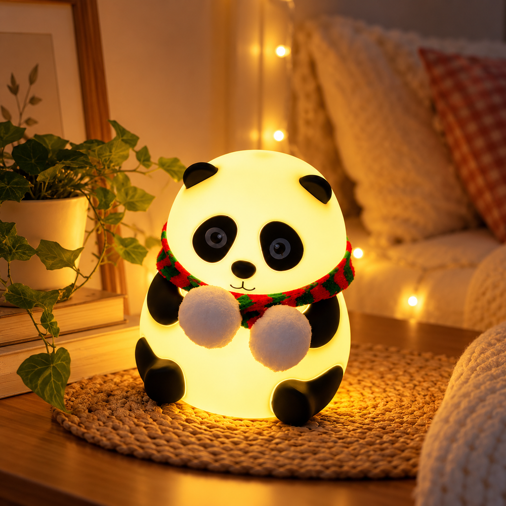 Panda Night Light – 7-Color Rechargeable Silicone LED Lamp for Kids