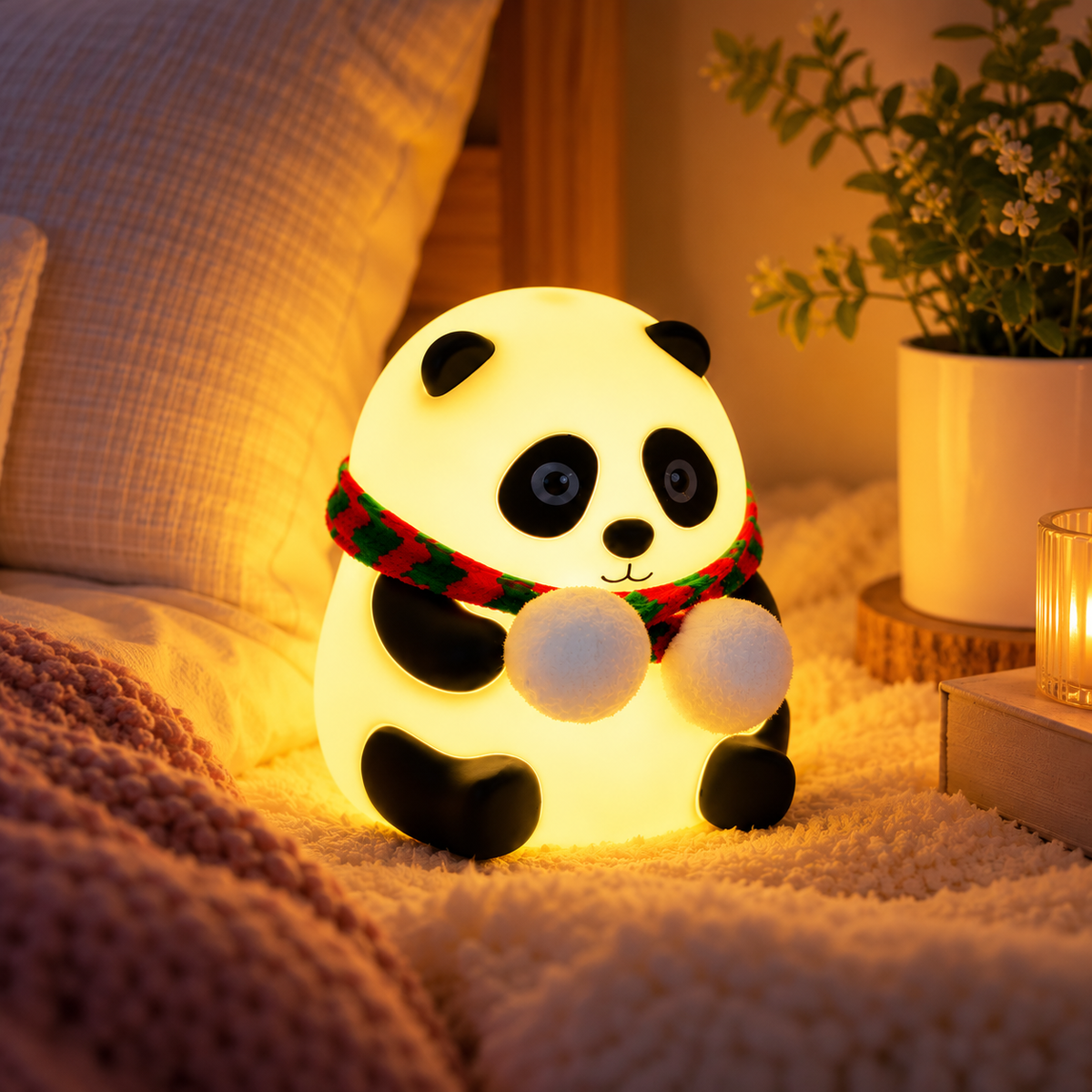 Panda Night Light – 7-Color Rechargeable Silicone LED Lamp for Kids