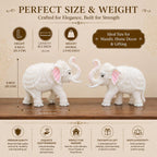 Heavy White Elephant Pair for Mandir Base & Home Temple Decor | 8x10.5 inch Solid Marble Dust Resin Elephant Statues