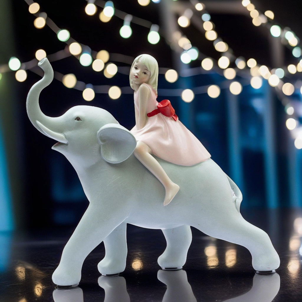 Adorable 8" Elephant & Girl Statue - Resin Tabletop Home Decor for Living Room, Showroom - Gift for Anniversary, Mother's Day, Wedding, Birthday, Housewarming, Diwali