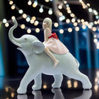 Adorable 8" Elephant & Girl Statue - Resin Tabletop Home Decor for Living Room, Showroom - Gift for Anniversary, Mother's Day, Wedding, Birthday, Housewarming, Diwali