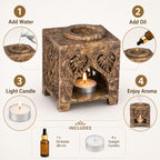 Marble Tealight Diffuser for Home Spa Office | 20 ml Oil & 4 Candles