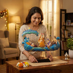 Radha Krishna Nauka Vihar Showpiece for Home Decor Wall Hanging & Tabletop | Metal Peacock Boat Raas Leela Statue with