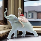 Adorable 8" Elephant & Girl Statue – Resin Tabletop Home Decor for Living Room, Showroom – Gift for Anniversary