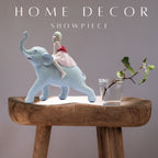 Adorable 8" Elephant & Girl Statue – Resin Tabletop Home Decor for Living Room, Showroom – Gift for Anniversary