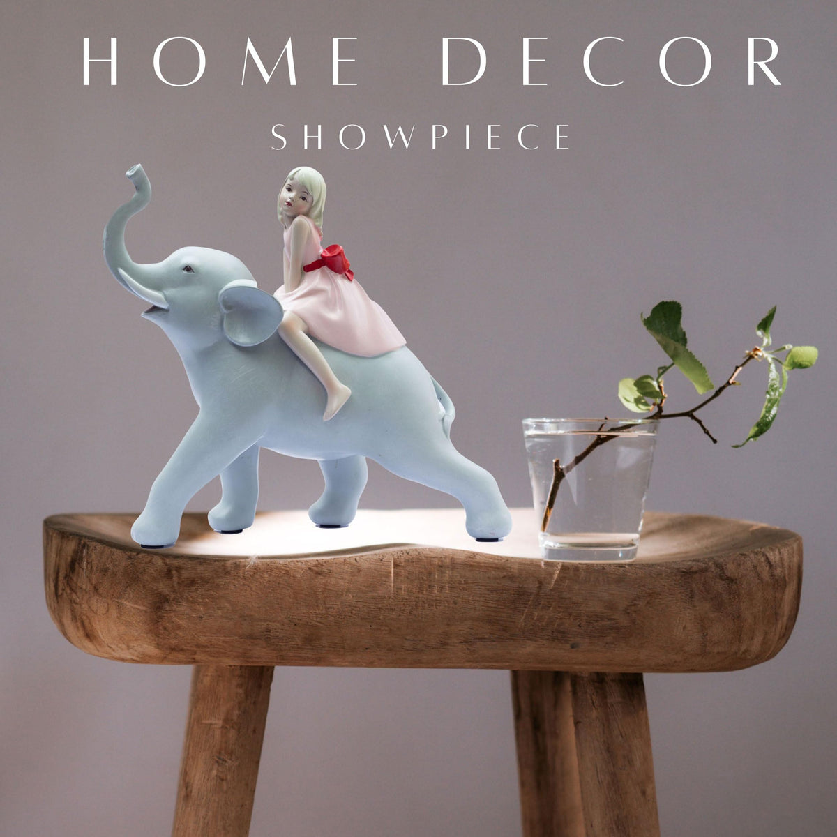 Adorable 8" Elephant & Girl Statue – Resin Tabletop Home Decor for Living Room, Showroom – Gift for Anniversary
