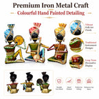 Rajasthani Bawla Musician Showpiece Set of 3 for Home Decor | Iron Metal Folk Artist Statue with Instruments | Hand
