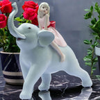 Adorable 8" Elephant & Girl Statue – Resin Tabletop Home Decor for Living Room, Showroom – Gift for Anniversary