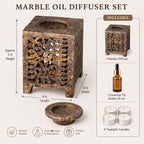 Marble Tealight Diffuser for Home Spa Office | 20 ml Oil & 4 Candles