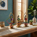 Set of 3 Yoga Lady Showpiece for Home Decor Iron Metal Figurines Decorative Statue Set for Living Room Office Table Shelf Meditation Room Exercise Gift 13 Inch (Yoga Dolls)