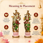 Radha Krishna Idol Pair for Home Mandir Pooja Room Decor | 14 Inch Hand Painted Lacquer Coated Statue Set | Premium