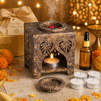 Marble Tealight Diffuser for Home Spa Office | 20 ml Oil & 4 Candles