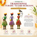 Turahi Tutari Musician Showpiece Set of 3 for Home Decor | 21 Inch Iron Metal Maharashtra Folk Artist Statue Set |