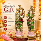 Radha Krishna Idol Pair for Home Mandir Pooja Room Decor | 14 Inch Hand Painted Lacquer Coated Statue Set | Premium