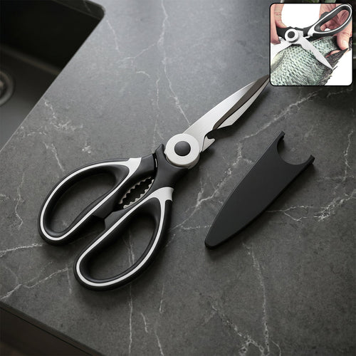 Multi-purpose 3 in 1 kitchen scissors with steel blades