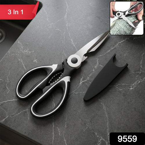 Multipurpose kitchen scissors for chopping, cutting, opening