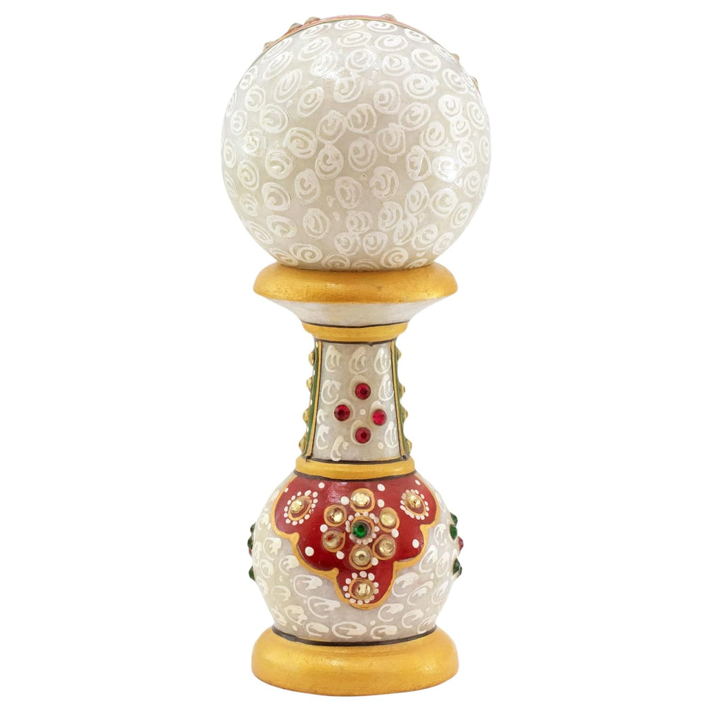 Table Clock Decorative Showpiece Rajasthani Fine Meenakari Work Marble Clock Home Decor for Study Table, Work Desk