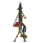 Rajasthani Home Decor Swing Set with 2 Dolls, 12 Inch Metal Handicraft Jhula Decorative Showpiece for Living Room