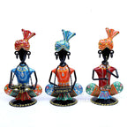 Rajasthani Musicians Showpiece Set of 3 Tribal Musicians Iron Statue Table Decoration Item for Living Room, Home