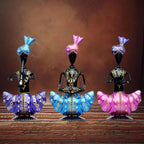 Metal Figurines Handcrafted Pagdi Musicians Set of 3 Vibrantly Coloured Wrought Iron Statues for Home, Living Room
