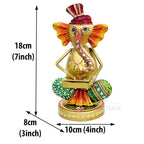 Musical Ganesha Statues Set of 3 Hand Painted Wrought Iron Figurines for Home Decor, Living Room Decoration, Office