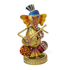 Musical Ganesha Statues Set of 3 Hand Painted Wrought Iron Figurines for Home Decor, Living Room Decoration, Office