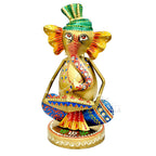 Musical Ganesha Statues Set of 3 Hand Painted Wrought Iron Figurines for Home Decor, Living Room Decoration, Office