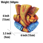 Ganesha Idol Shree Gajanand Ganpati Murti 6 inch Vinayak Poly Fibre Resin Statue for Home Temple, Living Room Decor