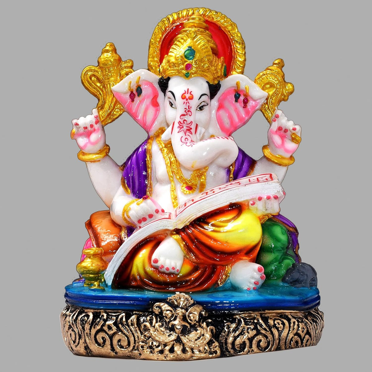 Ganesha Shubh Labh Statue 7.5 inch Poly Resin Figurine Showpiece for Home Temple Idol, Ganesh Chaturthi