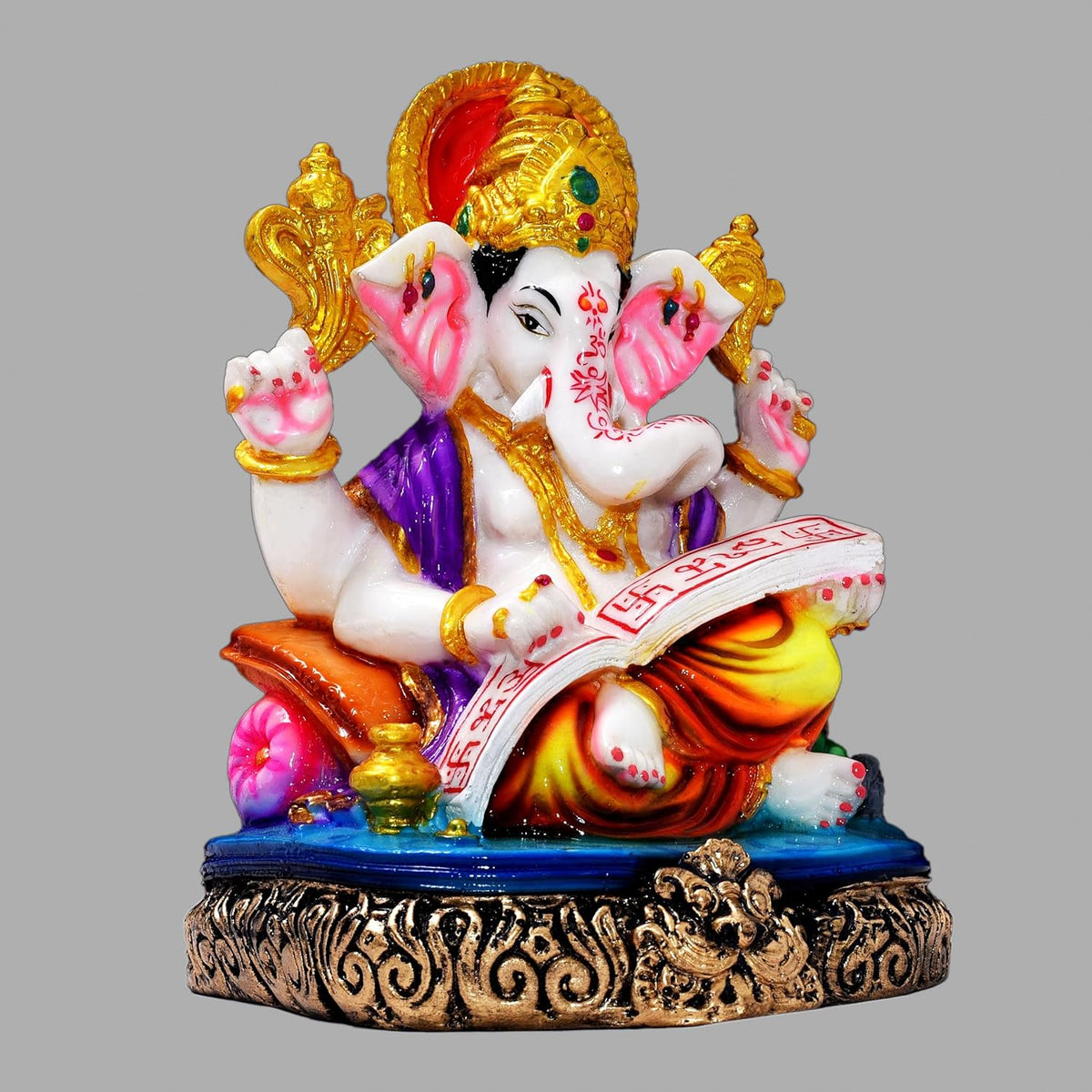 Ganesha Shubh Labh Statue 7.5 inch Poly Resin Figurine Showpiece for Home Temple Idol, Ganesh Chaturthi