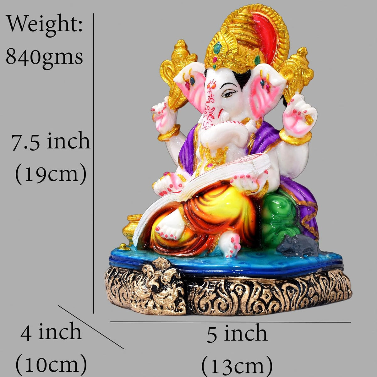 Ganesha Shubh Labh Statue 7.5 inch Poly Resin Figurine Showpiece for Home Temple Idol, Ganesh Chaturthi