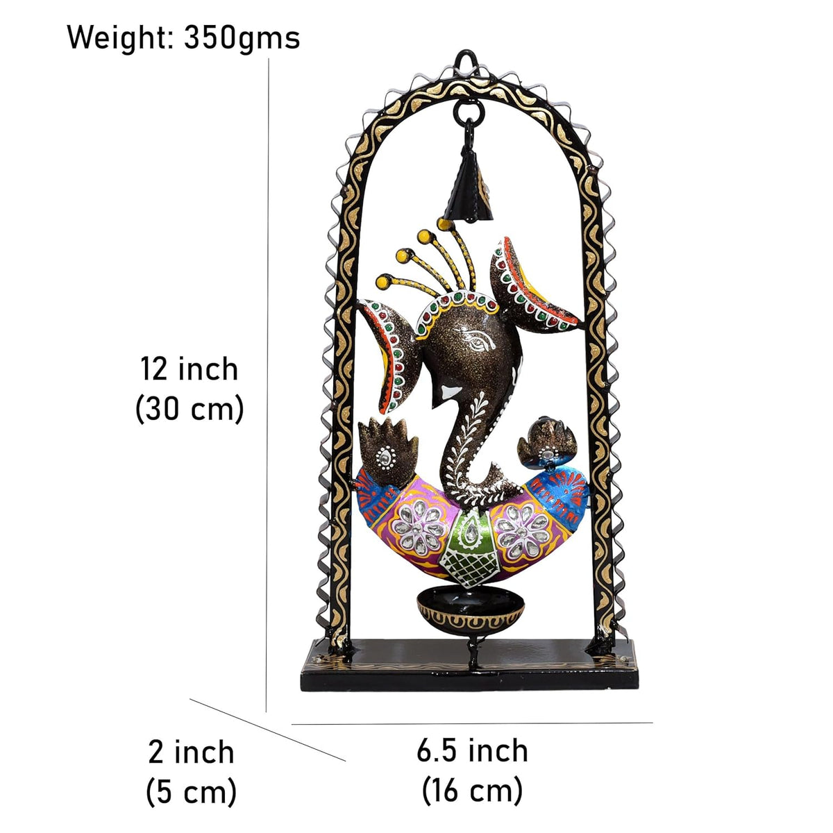 Ganesh Tealight Candle Diya Holder Tabletop Wall Hanging Home Decor with Spiritual Bell